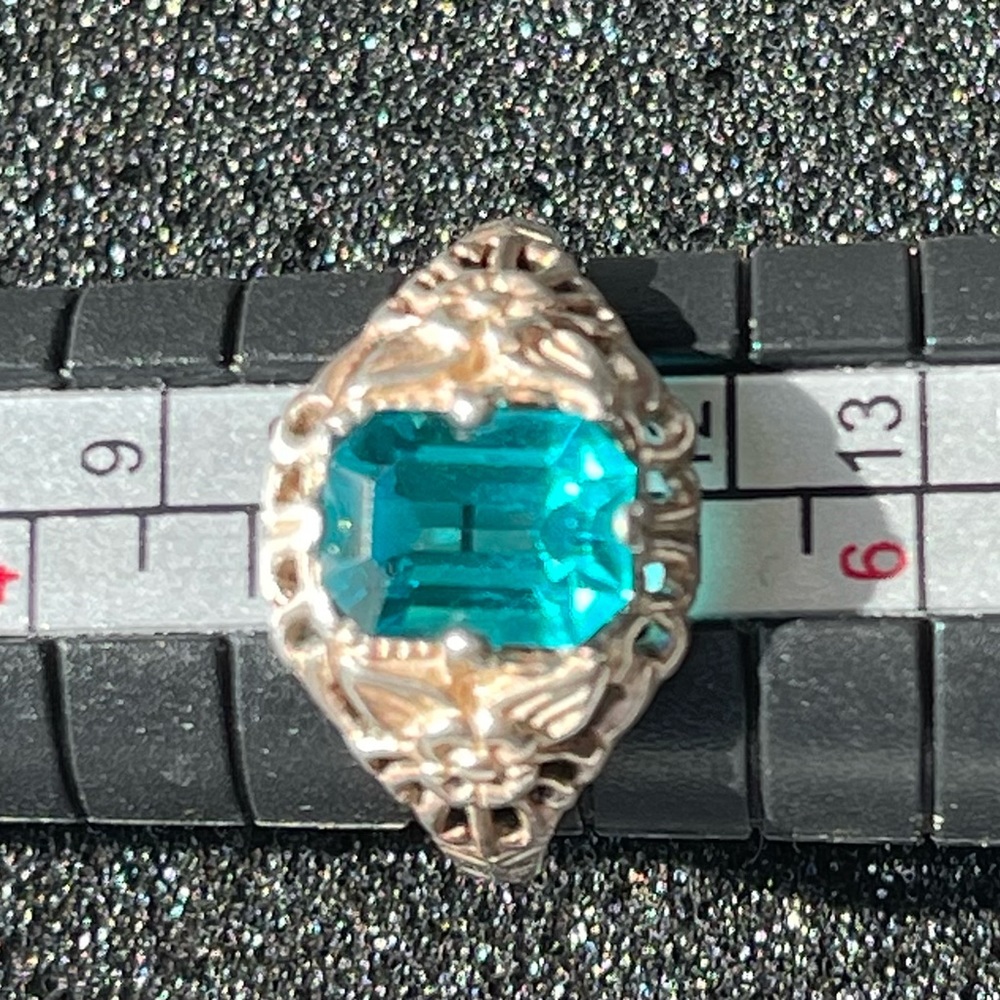Sterling and turquoise glass vintage ring size 5